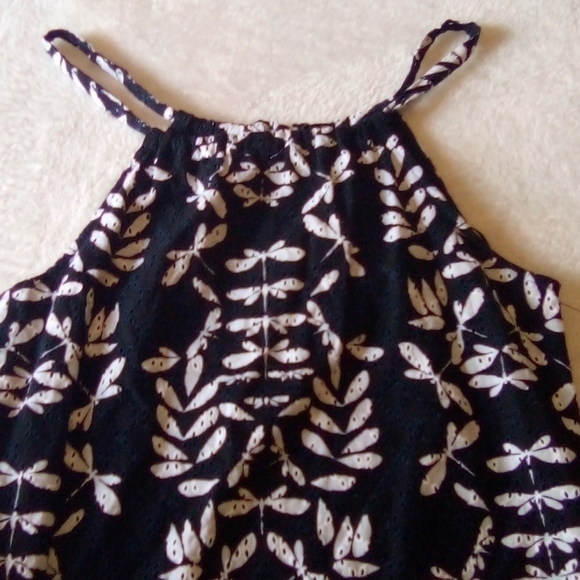 Crown & Ivy Navy and White Dragonfly Print Eyelet Halter Dress NWT - Picture 4 of 9
